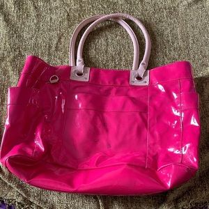 Pink vinyl tote back perfect for beach/ weekender